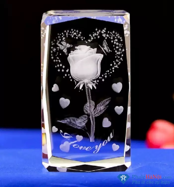 Pha lê 3D hình bông hoa hồng